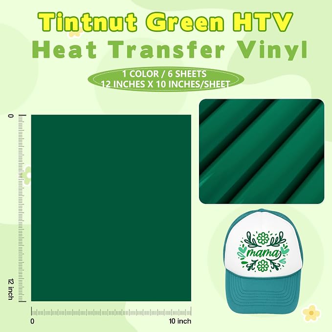 Tintnut Torquoise Green Heat Transfer Vinyl, easy cut & weed, stretch washable - Image 2