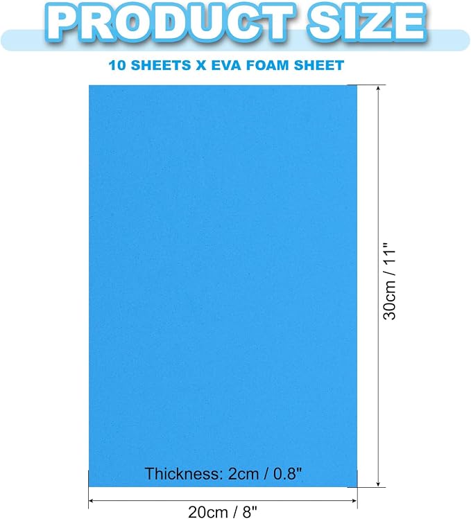 PATIKIL EVA Foam Sheet 10Pcs 12x8 Inch 2mm Thick Sky Blue | Easy Cutting EVA - Image 2
