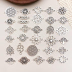WOCRAFT 120pcs Antique Silver Flower Connector Charms - Image 4