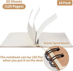 24 Pack A5 Spiral Notebook, Soft Cover, Blank Sketch, Wire-Bound Journal - Image 4