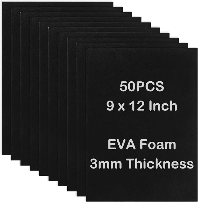 CertBuy Eva Foam Sheets 3mm, 50 Pack Black Craft Foam 3mm, 9 x 12 Inch Foam by CertBuy