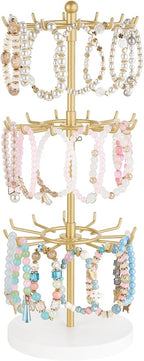 Mkono Bracelet Holder Gold Metal Rotating Bracelet Display Stand 3 Tier Jewelry by Mkono