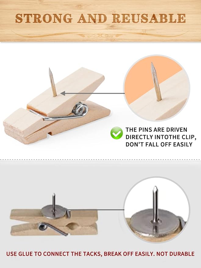 30pcs Cute Wooden Push Pin Clips - Image 4