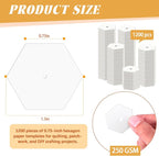 1200 PCS Hexagon Piecing Paper Templates, 0.75" White Paper templates, Quilting - Image 2