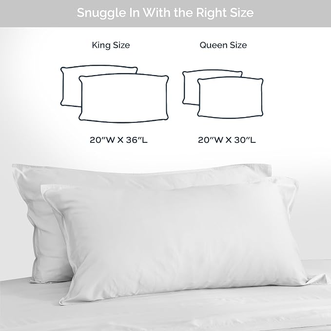 Pillow Cases King Size Set of 2 Pillowcases 100% Viscose from Bamboo Cooling - Image 6