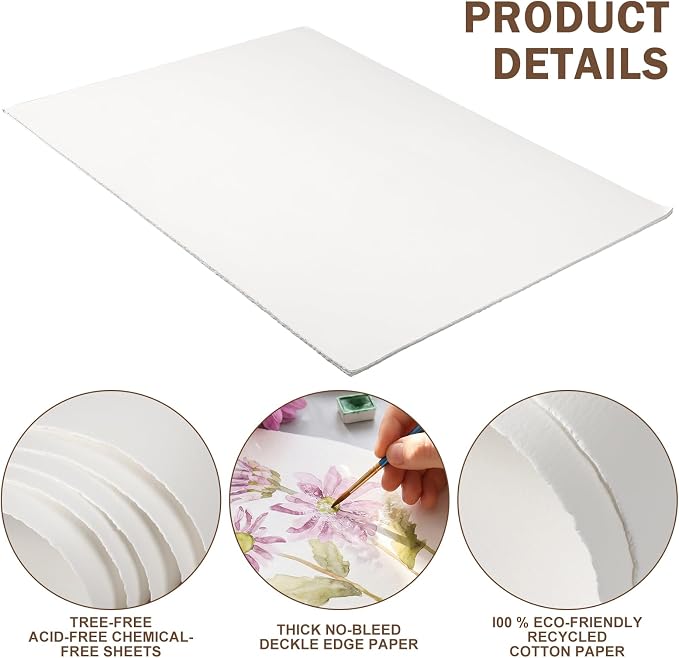 Kisston 10 Sheets Large Deckled Edge Paper 22 x 30 Inches, 140 Lb/300 GSM - Image 4