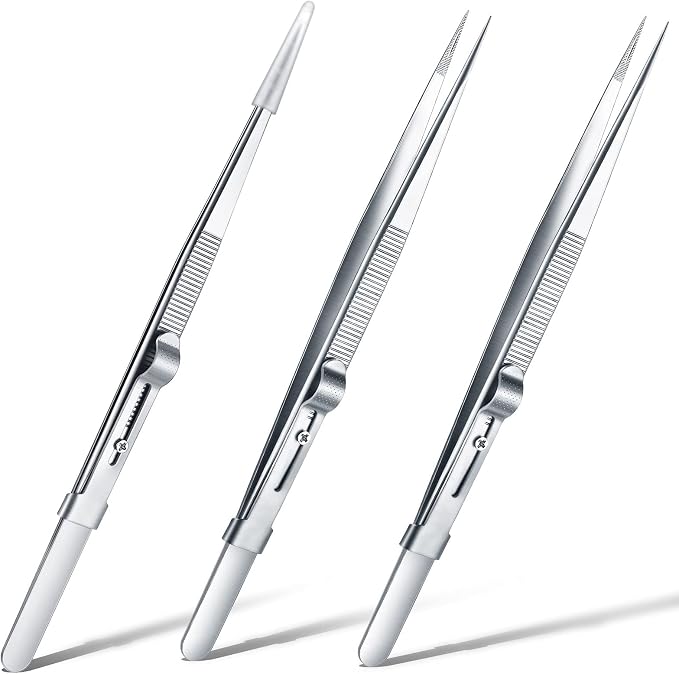 Honoson 3 Pack Diamond Tweezers Gem Stone Jewelry Locking Tweezers Stainless by Honoson