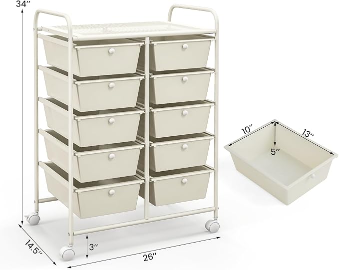 BECOMFORT 10-Drawer Rolling Cart - Image 3