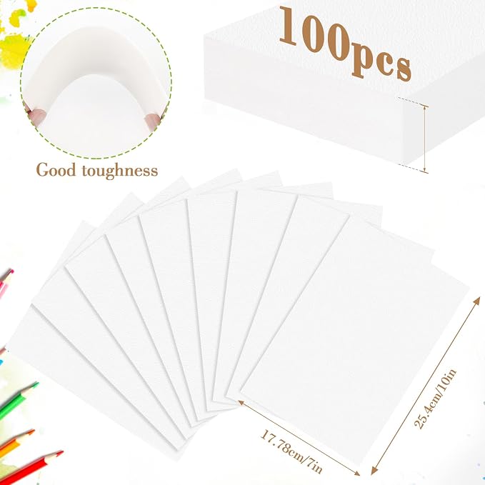 100PCS 7x10 Watercolor Paper Bulk, 140lb/300g Cold Press Thick Water Color - Image 2