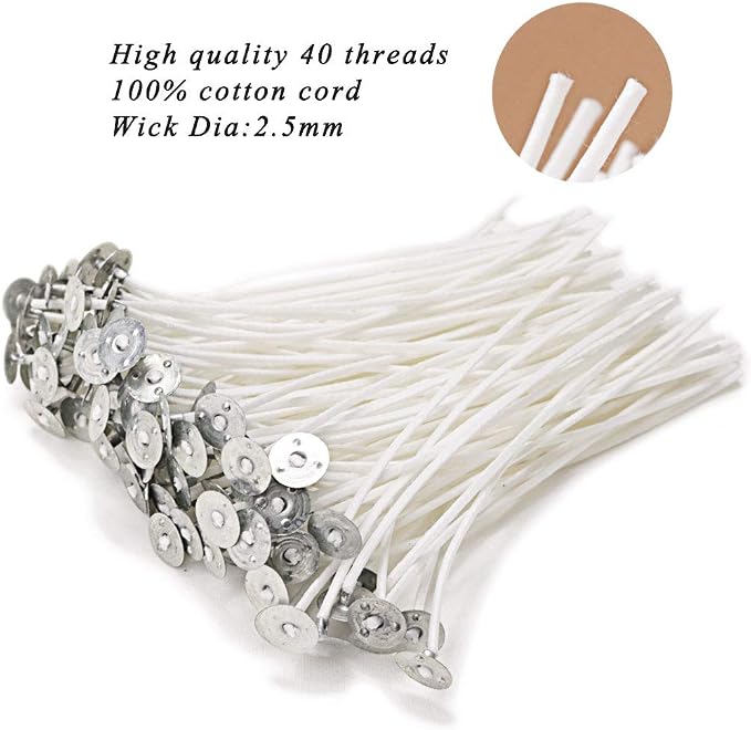 EricX Light 100 Piece Natural Candle Wick, Low Smoke 6" Pre-Waxed & 100% - Image 5