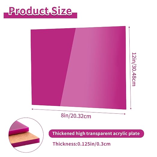 Lesnlok 8 x 12 Purple Acrylic Sheets 1/8 inch Thick 3mm 2 Pieces Cast - Image 2