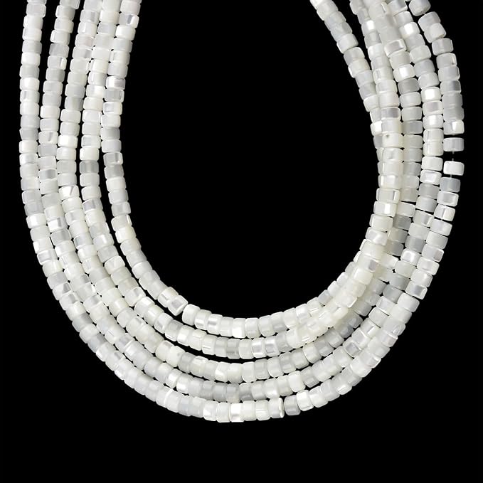 160pcs 4x2mm Natural Mother of Pearl Shell Heishi Disc Flat-Rondelle Spacer - Image 3