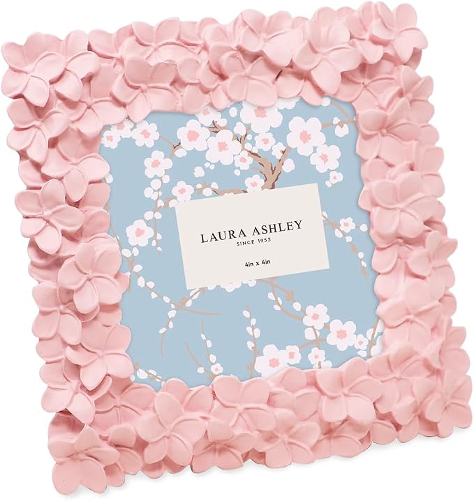 Laura Ashley 4x4 Pink Flower Textured Hand-Crafted Resin Picture Frame by Unknown