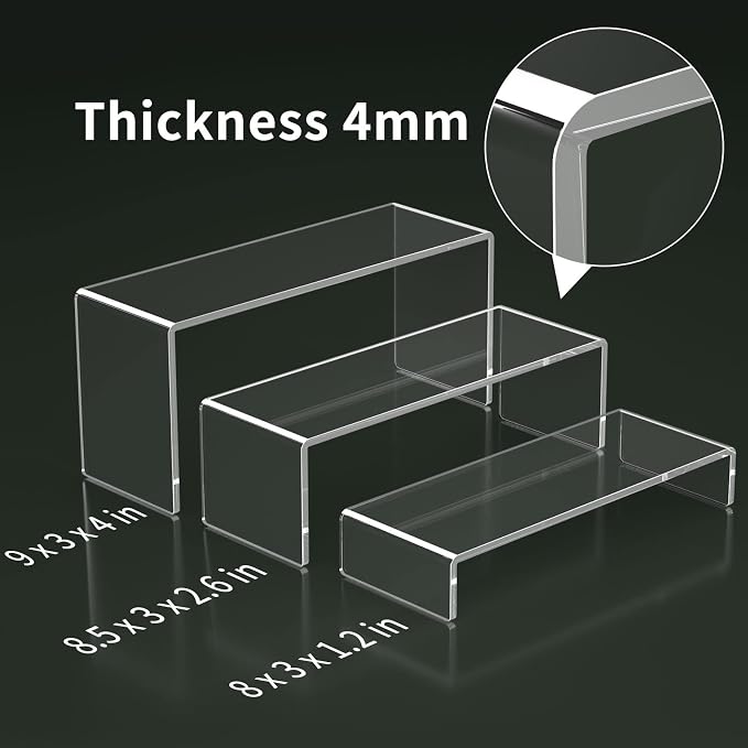 HIIMIEI Acrylic Display Risers, Thickened 5mm Clear Rectangular Risers - Image 3