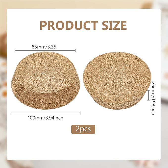 BENECREAT 2pcs Cork Stoppers, Tapered Wine Cork Plugs - Image 2