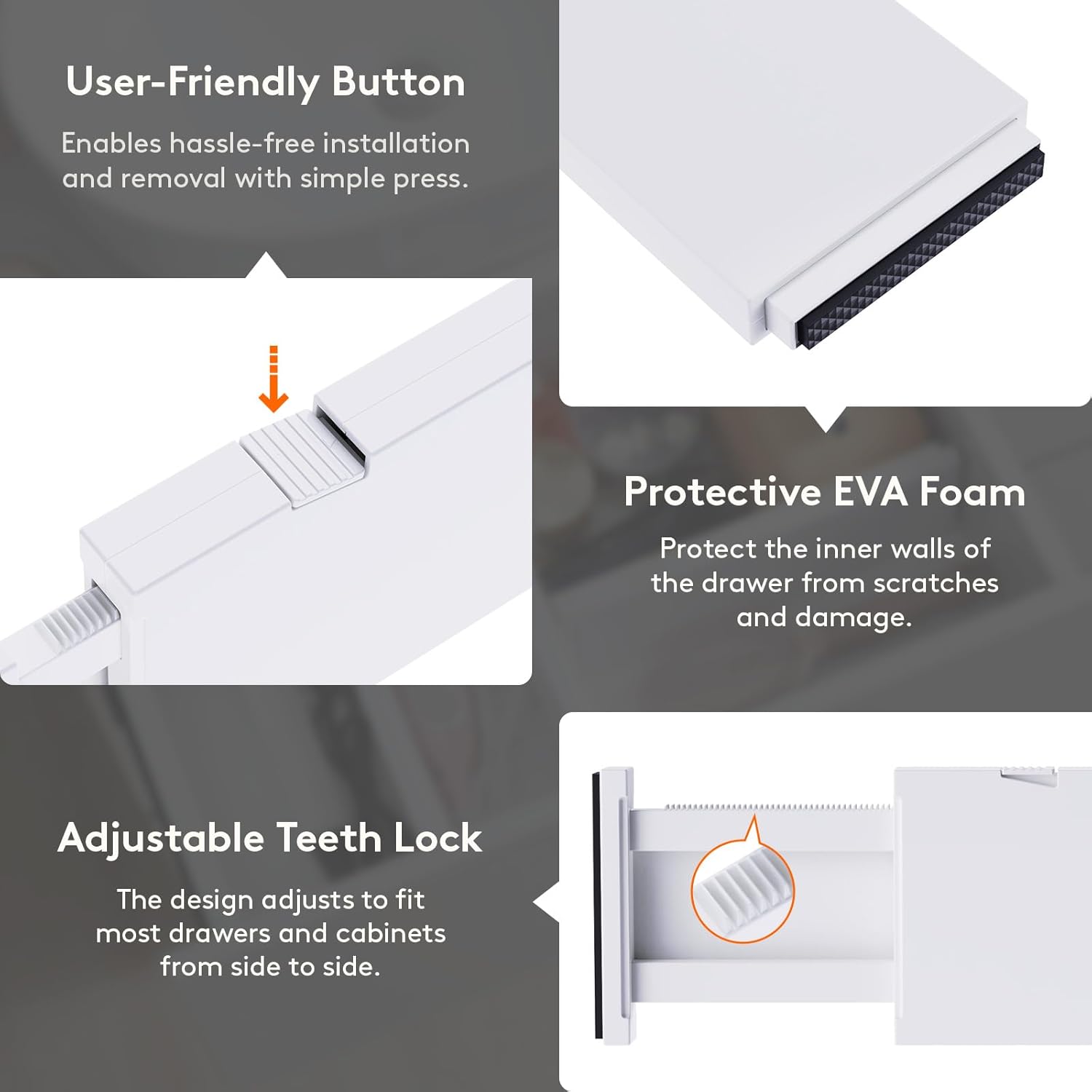 Lifewit 8 Pack Drawer Dividers Plastic 4" High, 13.5-22" Adjustable Drawer Organizers for Clothes, Expandable Dresser Separators in Bedroom/Bathroom/Kitchen/Fridge/Office Organization and Storage