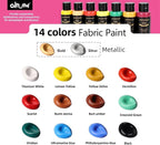 Colorful Permanent Fabric Paint, 14 Colors Soft Fabric Paint in Bottles - Image 2