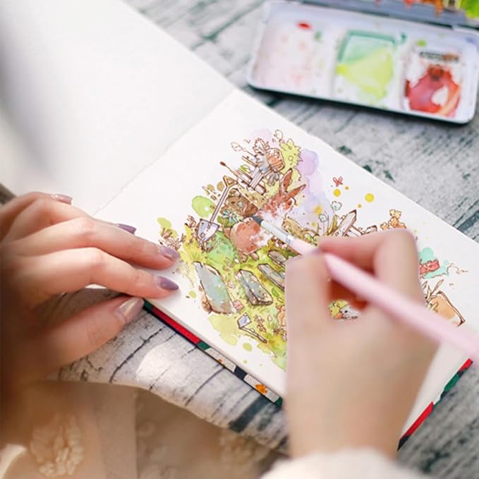 Handmade Watercolor Journal, 140lb/300gsm, Cold Press, 20 Sheets/40 Pages - Image 6