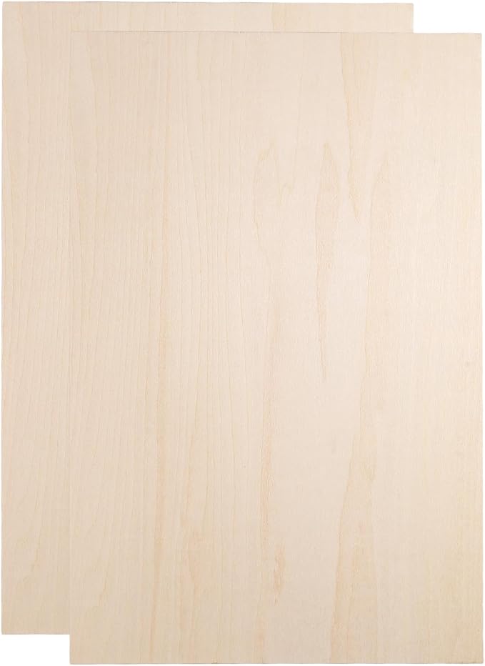 HARFINGTON 2pcs 2mm Basswood Plywood Sheets 12" x 8" x 3/32" Thin Unfinished by HARFINGTON