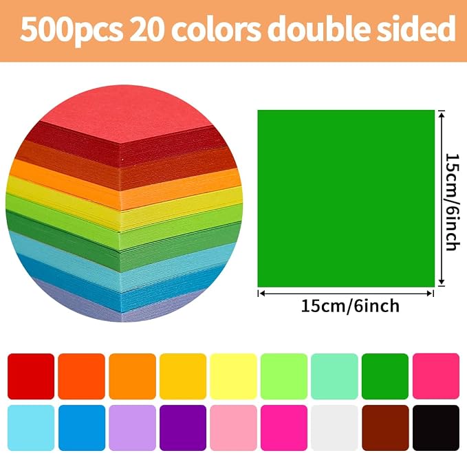 Praisebank Green Origami Paper, Double Sided Color, Origami Kit - Image 2