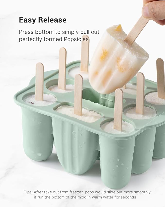 9-Cavity Popsicle Molds for Kids, Homemade BPA-Free Silicone Popsicle Maker - Image 5