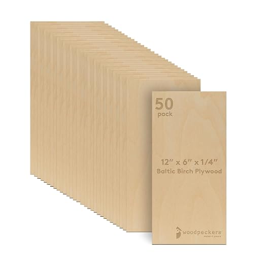 6 mm Baltic Birch Plywood 1/4 x 6 x 12 Inch, Box of 50 B/BB Grade Craft Wood by Woodpeckers