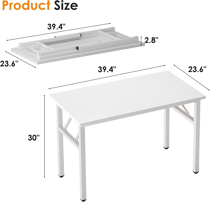 Need Small Folding Computer Desk, 39.4 Inch Writing Table, Sturdy Foldable Desk - Image 3