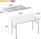 Need Small Folding Computer Desk, 39.4 Inch Writing Table, Sturdy Foldable Desk - Image 3