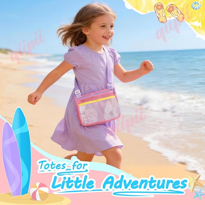 qiipii 1 Pack Beach Mesh Bag Shell Collecting Bag Beach Sand Toy Bags - Image 2