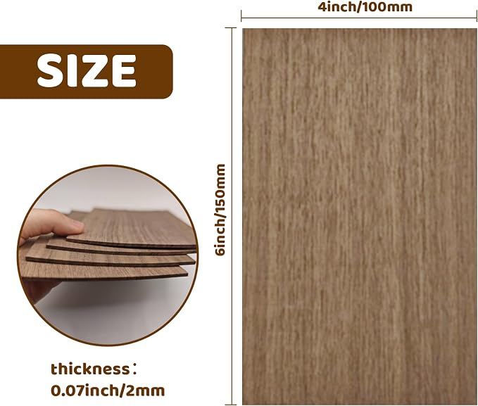 MUXGOA 20 Pcs Walnut Wood Sheets, Unfinished Thin Lumber Solid Wood - Image 2