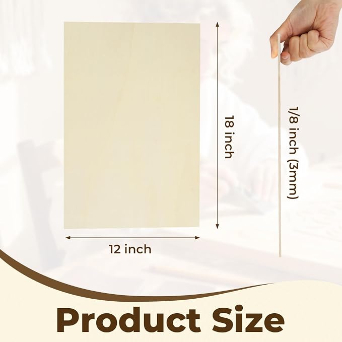 36 Pack Basswood Plywood Sheets 12"x18"x1/8", Basswood - Image 2