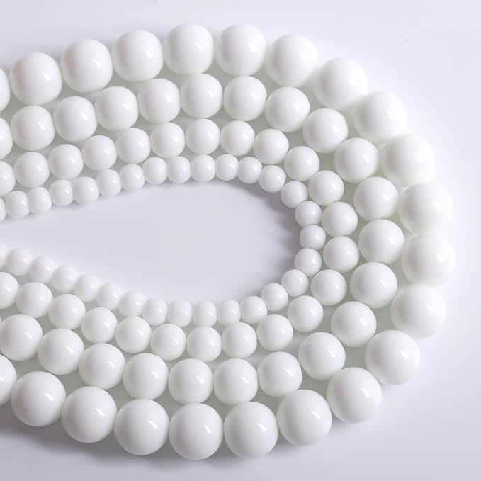 120PCS 6mm Natural White Porcelain Agates Stone Round Beads - Image 4