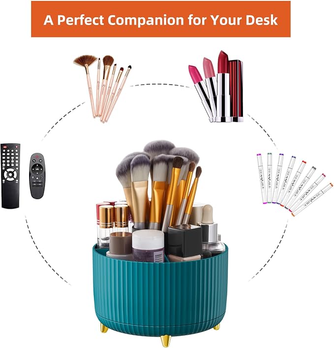 Marbrasse Desk Organizer, 360-Degree Rotating Pen Holder, Desk Organizers and - Image 6