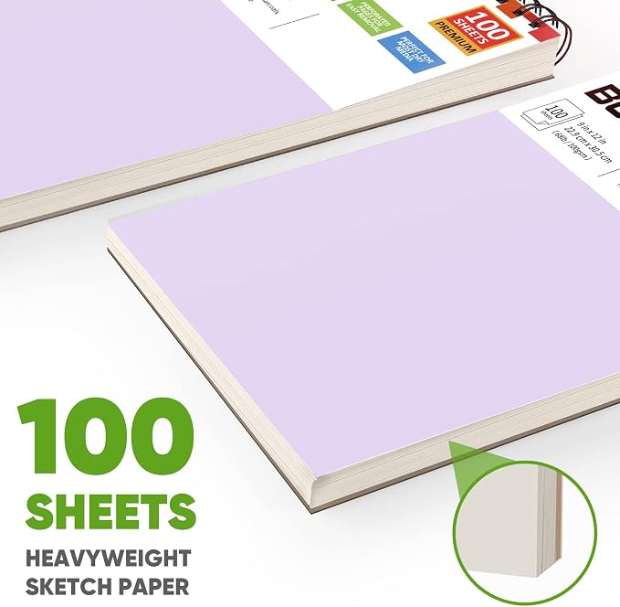 Soucolor 9x12 Sketch Book, 100 Sheets Drawing Paper, Sketchbook - Image 5