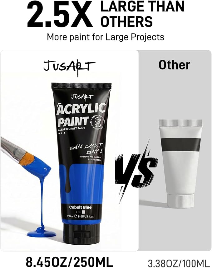 JusArt Blue Acrylic Paint, 8.45oz/250ml Large Tube, Heavy Body Rich Pigment - Image 3