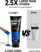 JusArt Blue Acrylic Paint, 8.45oz/250ml Large Tube, Heavy Body Rich Pigment - Image 3