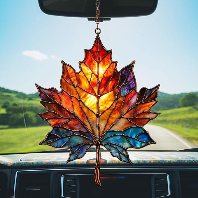 Maple Leaf in Autumn Acrylic Suncatcher Stained Glass Effect Window Car Hanging - Image 5