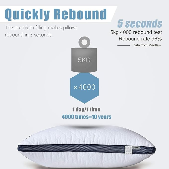 Meoflaw Pillows for Sleeping, Luxury Hotel Pillows King Size Set of 2, Bed - Image 4