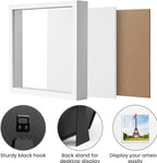 White 5x5 Shadow Box Display Frame, Premium Linen Backboard and Included - Image 5