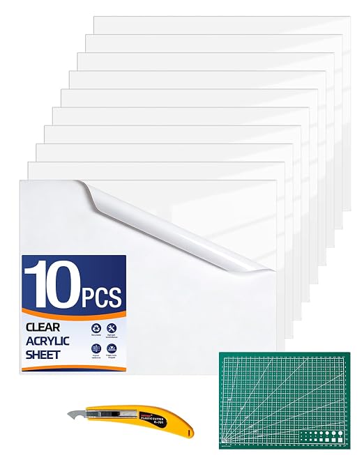 10 PCS Clear Acrylic Sheets, Photo Frame Display, and DIY Craft Projects by Unknown