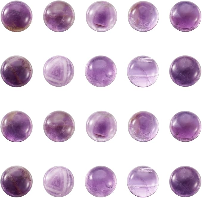 FASHEWELRY 50Pcs Natural Amethyst Cabochons Flat Back Gemstone Cabochons 12mm by FASHEWELRY