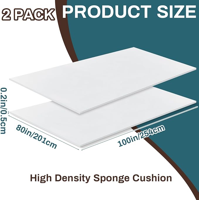 Frienda 2 Pack 100" x 80" x 0.2"Upholstery High Density Craft Sheets Cushion - Image 2