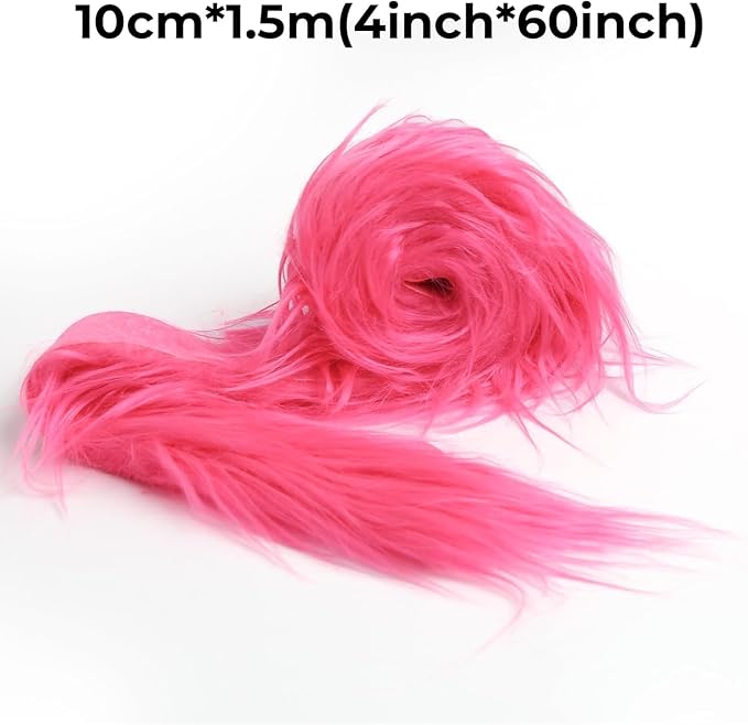 Shaggy Plush Faux Fur Fabric Precut Strips Rose Red Fur Fluffy Fuzzy Craft Fur - Image 2