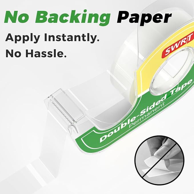 SWRT Double-Sided Tape for Crafts, 1/2 in x 300 in, 6 Pack - Image 2