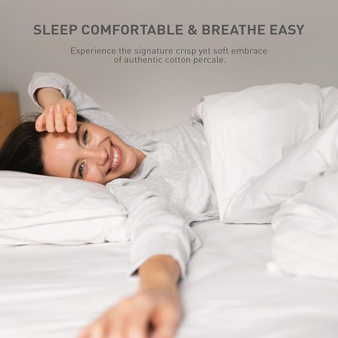 California King Size Flat Sheet 2 Pack, 100% Cotton Percale Flat Bed Sheet - Image 9