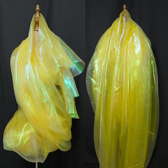 Yellow Iridescent Organza Fabric - Image 4
