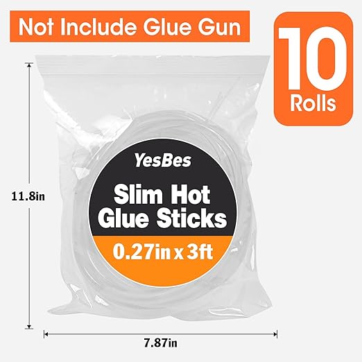 10 Pack Long Mini Hot Glue Stick Rolls, 3 FT Long x 0.27" Diameter Glue Sticks - Image 6