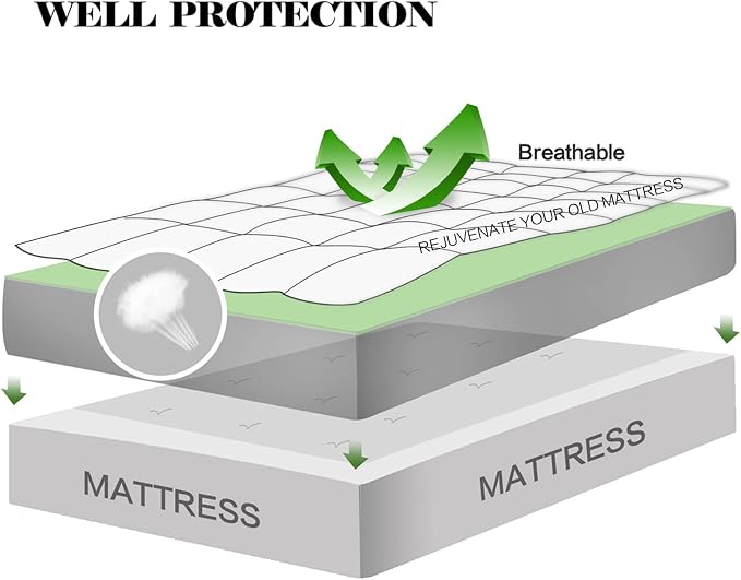 EASELAND Twin XL Mattress Pad Pillow Top Mattress Cover Quilted Fitted Mattress - Image 3