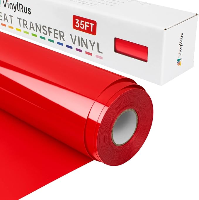 VinylRus Heat Transfer Vinyl-12” x 35FT Red Iron on Vinyl Roll by VinylRus