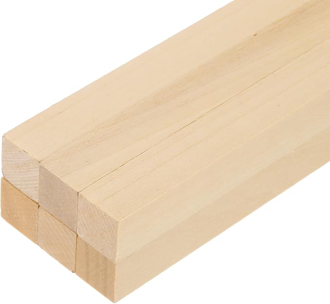 MECCANIXITY 6Pcs Basswood Sticks, 1/4" x 1/4" x 4" Square Wooden Dowel Rods by MECCANIXITY